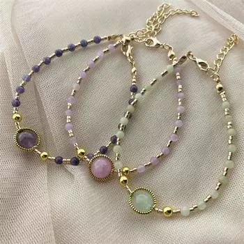 Регулируемый браслет из бусин из камня 3 мм для женщин, браслет из натуральных камней ручной работы из рисовых бусин для новогоднего подарка, ювелирные изделия