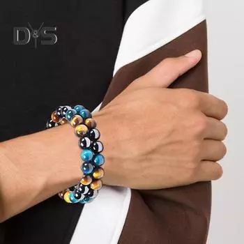 Регулируемый браслет из искусственного агата, гладкий и полированный, плетеный, двухслойный, с кисточкой, наручные украшения в стиле ретро A