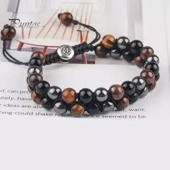 Регулируемый браслет из искусственного агата, гладкий и полированный, плетеный, двухслойный, с кисточкой, наручные украшения в стиле ретро C