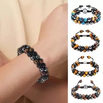 Регулируемый браслет из искусственного агата, гладкий и полированный, плетеный, двухслойный, с кисточкой