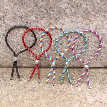 Регулируемый браслет из нержавеющей стали, цветная плетеная миланская веревка, четыре цвета, клетчатая пара, ювелирные изделия, подарок для мужчин и женщин