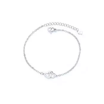 Регулируемый браслет из стерлингового серебра 925 пробы с двойным сердцем для женщин и девочек, вечерние, свадебные, модные ювелирные аксессуары, Sl408