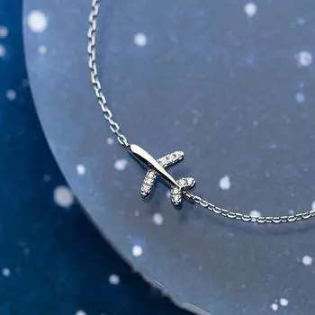 Регулируемый браслет из стерлингового серебра 925 пробы с подвесками в виде самолета, элегантные женские модные ювелирные изделия