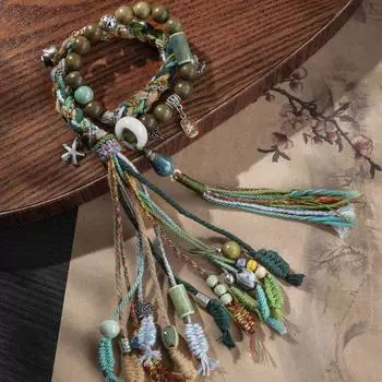 Регулируемый браслет из веревки ручной работы с традиционными китайскими тибетскими бусинами, настоящие этнические украшения для любителей моды