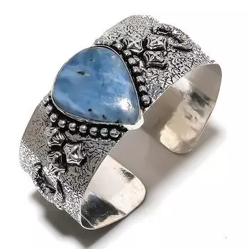 Регулируемый браслет-манжета из натурального опалового опала ручной работы из стерлингового серебра 925 пробы H8I31