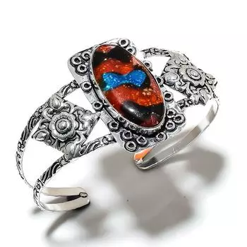 Регулируемый браслет-манжета из натурального стекла Dicorich из стерлингового серебра 925 пробы r6l84