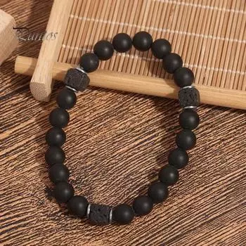 Регулируемый браслет, матовый браслет из натурального камня, эластичный браслет из бусин ручной работы, подарок на день отца для мужчин B