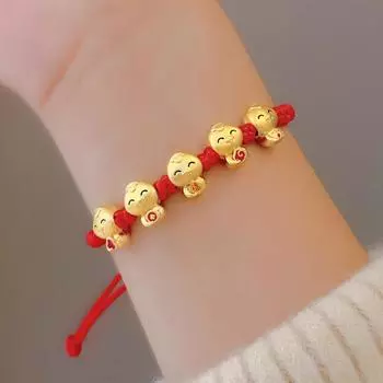 Регулируемый браслет с плетением из красной веревки со знаком зодиака и змеей на удачу, детский подарок на Новый год style 1