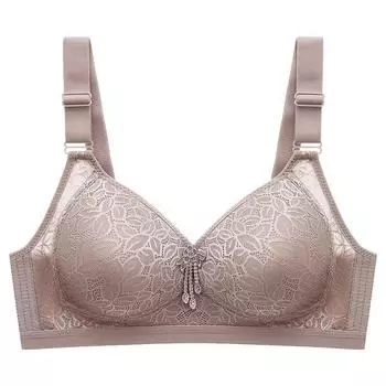 Регулируемый бюстгальтер без косточек пуш-ап кружевной узор принт дышащий удобный 36 красный