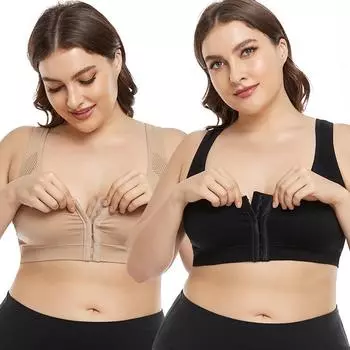 Регулируемый бюстгальтер для йоги и фитнеса с пряжкой спереди для женщин, сетчатое мягкое дышащее противоударное нижнее белье, X-образный бюстгальтер для коррекции осанки 2XL