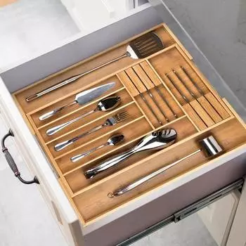 Регулируемый бытовой расширяемый расширяемый кухонный лоток для столовых приборов лоток для хранения