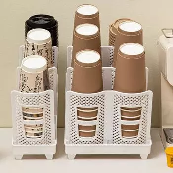 Регулируемый держатель для стаканов Yousheng, диспенсер для одноразовых стаканов со съемными панелями, органайзер для стаканов для напитков в гостиной, кофейные капсулы, соломинки Unilateral чёрный