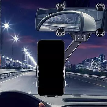 Регулируемый держатель для телефона заднего вида для автомобиля, вращающийся на 360 градусов, многофункциональный автомобильный держатель для телефона заднего вида чёрный