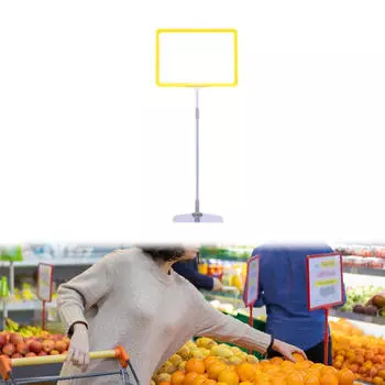 Регулируемый держатель для вывески, напольная подставка, многоразовый, бирка для магазина, универсальная рамка жёлтый