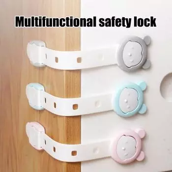 Регулируемый детский безопасный многофункциональный противозащемляющий ручной ящик с мультяшным замком надежно для окон шкафа синий