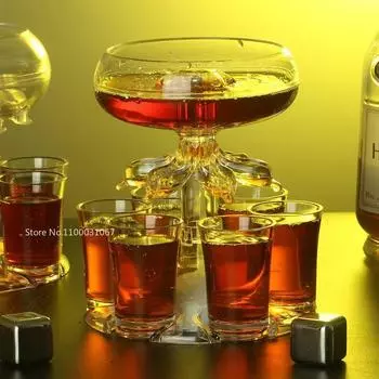 Регулируемый диспенсер для стопок и держатель, пищевой диспенсер для стопок из оргстекла с 6 стаканами для разных видов вечеринок 1 set прозрачный