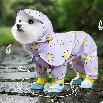 Регулируемый дождевик для собак, уличный дождевик с капюшоном, симпатичное пончо для чихуахуа XS фиолетовый