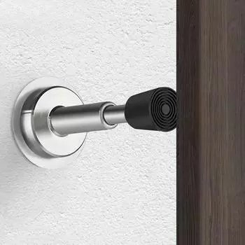 Регулируемый дверной упор, дверной упор из нержавеющей стали с резиновым буфером, гидравлический сверхпрочный дверной держатель серебряный