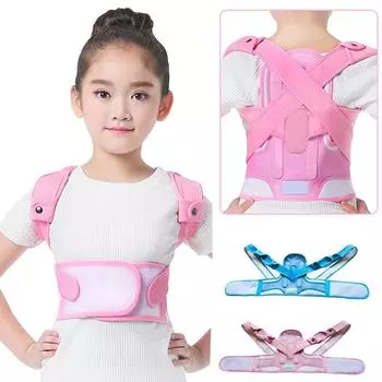 Регулируемый дышащий плечевой бандаж, поддержка спины, детские ремни для позвоночника, пояс для коррекции осанки, детский корректор осанки спины S синий