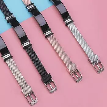 Регулируемый гравированный браслет для пары из ПВХ и нержавеющей стали на День святого Валентина чёрный