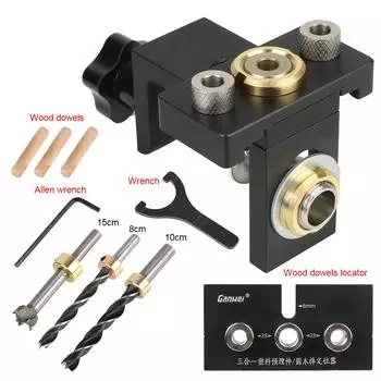 Регулируемый инструмент для сверления отверстий в карманах по дереву, инструмент для сверления отверстий, направляющий локатор со сверлом 8/15 мм 3 в 1 B