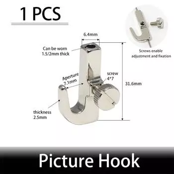 Регулируемый J-образный крючок для системы подвешивания картин в галерее, подходит для нейлоновых шнуров или стальных тросов