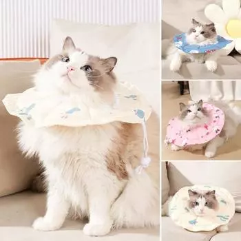 Регулируемый конусный ошейник для домашних животных, мягкий водонепроницаемый восстановительный ошейник для кошек, котят после операции, елизаветинский шейный конус против укусов для ухода, купания S синий