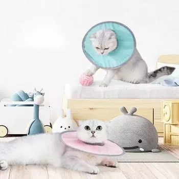 Регулируемый конусный ошейник для домашних животных, защитный конус для шеи котенка, круг против вылизывания для заживления ран L синий