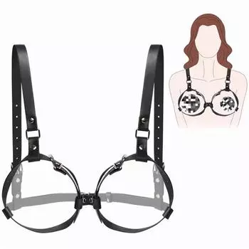 Регулируемый кожаный металлический полый бондаж для груди сексуальное нижнее белье бюстгальтер БДСМ рабский пояс товары для взрослых секс-игрушки для пар ONE SIZE