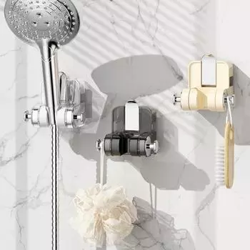 Регулируемый кронштейн для душа Прочный держатель на присоске Без сверления Настенное крепление Грузоподъемность 5 кг Поворотный угол Съемный душ для ванной комнаты серебряный