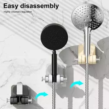 Регулируемый кронштейн для душа Прочный держатель на присоске Без сверления Настенное крепление Грузоподъемность 5 кг Поворотный угол Съемный душ для ванной комнаты