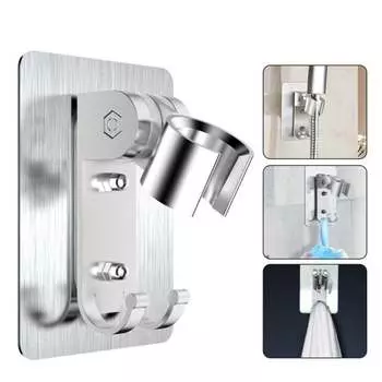 Регулируемый кронштейн для душевой лейки, настенный держатель для ванны, без перфорации, суперклей серебряный