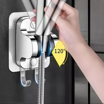 Регулируемый кронштейн для душевой насадки без сверления с крючком для полотенца, настенный кронштейн для душа в ванной комнате, фиксированное основание для душевой насадки, аксессуары для ванной комнаты 1pc