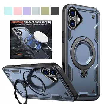 Регулируемый кронштейн для кольца, прочный бронированный чехол для телефона iPhone, Samsung, Google, магнитный бампер для беспроводной зарядки Magsafe Google Pixel 9 Pro XL чёрный