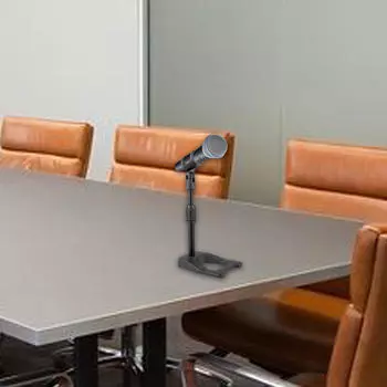 Регулируемый кронштейн для микрофонной стойки с металлическим основанием, легкий прочный держатель для микрофона для дома чёрный