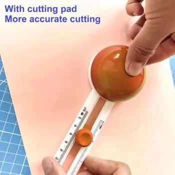 Регулируемый круговой резак для резки бумаги с 3 лезвиями, вращающийся на 360 градусов, инструмент для резки бумаги круглой формы оранжевый