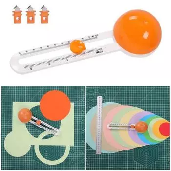 Регулируемый круговой резак для резки бумаги с 3 лезвиями, вращающийся на 360 градусов, инструмент для резки бумаги круглой формы оранжевый