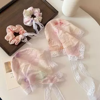 Регулируемый кружевной шарф для волос, мягкая накидка, резинки для волос с принтом, милая треугольная повязка для волос, пляжный ремешок style2