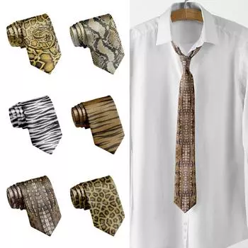 Регулируемый леопардовый принт галстук узкий мужской галстук креативный змеиный принт галстук рубашка Style 1