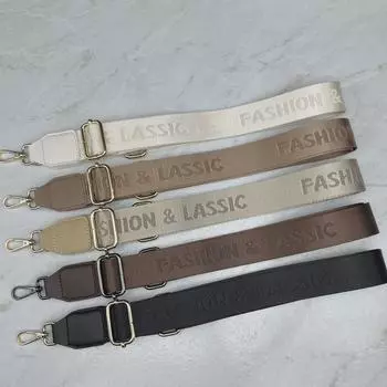 Регулируемый модный ремень для женской сумки через плечо с буквенным принтом - широкий тканый аксессуар. Bright Silver Buckle