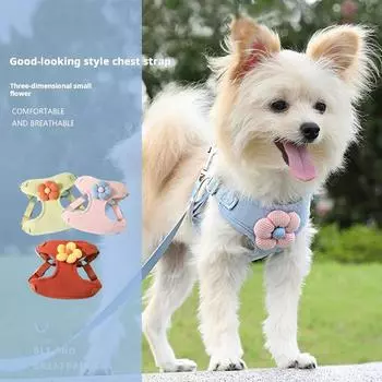 Регулируемый мягкий поводок для кошек, поводок для собак и кошек, уличный поводок, мультяшный 3D-ошейник, аксессуары для домашних животных, дышащая сетка, противоскользящая, ручная работа S