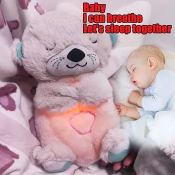 Регулируемый музыкальный дышащий медведь, успокаивающая плюшевая кукла, игрушка для младенцев, успокаивающий компаньон для сна, звуковая и световая детская игрушка в подарок