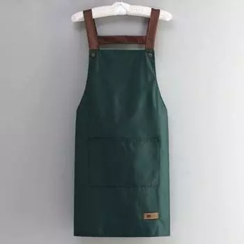 Регулируемый нагрудник с карманами, водостойкий, маслостойкий, пятностойкий, кухонный фартук для взрослых, мужчин, женщин, шеф-повара зелёный