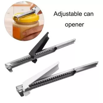 Регулируемый нож для банок, многофункциональный открывалка для крышек, кухонный инструмент, открывалка для консервных банок, металлическая текстура, открывалка для бутылок, подходит для банок чёрный