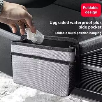 Регулируемый органайзер для спинки автомобильного сиденья, мусорный бак большой емкости, водонепроницаемый, легко моющийся, складной, дорожный, для мусора в автомобиле чёрный