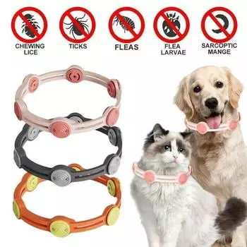 Регулируемый ошейник для домашних животных, защита от блох и клещей, ошейник для домашних животных, защита от вредителей, резиновый ошейник от блох, аксессуары для домашних животных чёрный