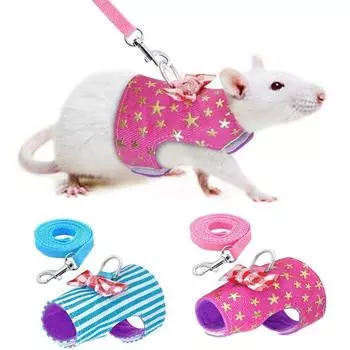 Регулируемый ошейник для хомяка, дышащий поводок для мелких животных, морская свинка XS синий