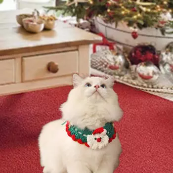 Регулируемый ошейник для кошек с вязаным шарфом для домашних животных на праздник XS