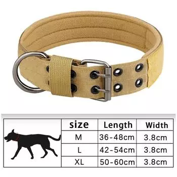 Регулируемый ошейник для собак среднего и большого размера, утолщенный тактический ошейник, принадлежности для дрессировки домашних животных на открытом воздухе M хаки