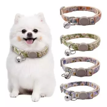 Регулируемый ошейник для собаки, мягкий ошейник с цветочным принтом, ошейник для кошек, товары для собак зелёный